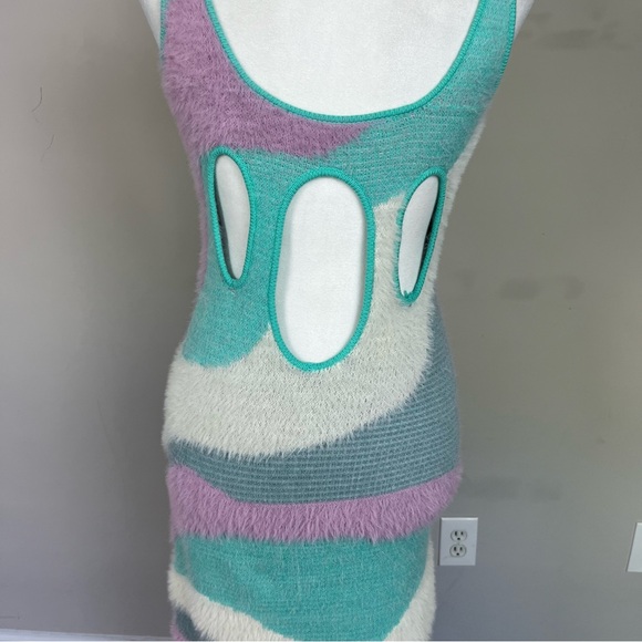 INTERDEE FITTED SWIRL PRINT MIDI DRESS OPEN BACK SIZE SMALL - Picture 10 of 13